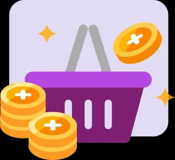 Shopping basket with reward coins